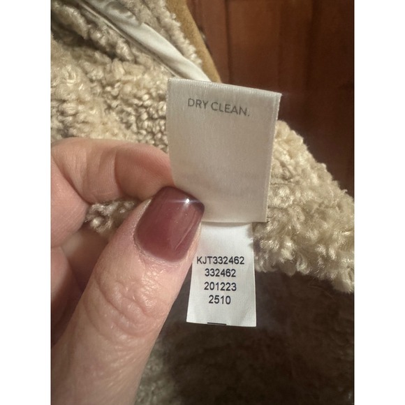 J. Jill Womens Faux Suede Sherpa Lined Jacket Tan Brown Faux Fur Coat - Picture 9 of 11